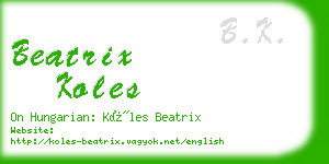 beatrix koles business card